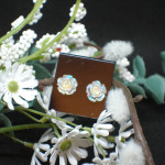 Iridescent White Rose Post Earrings